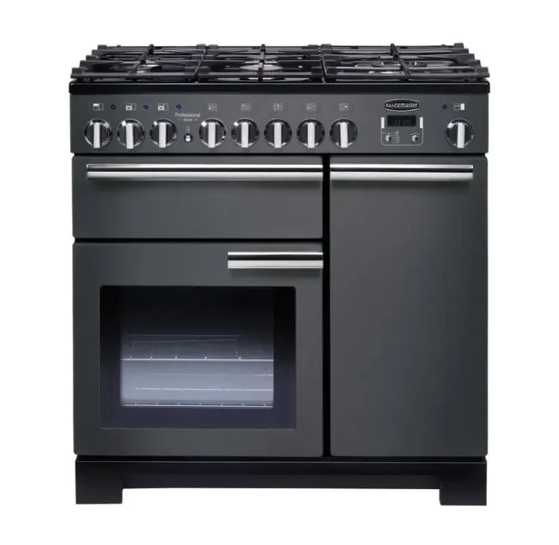 rangemaster professional 90 dual fuel range slate chrome