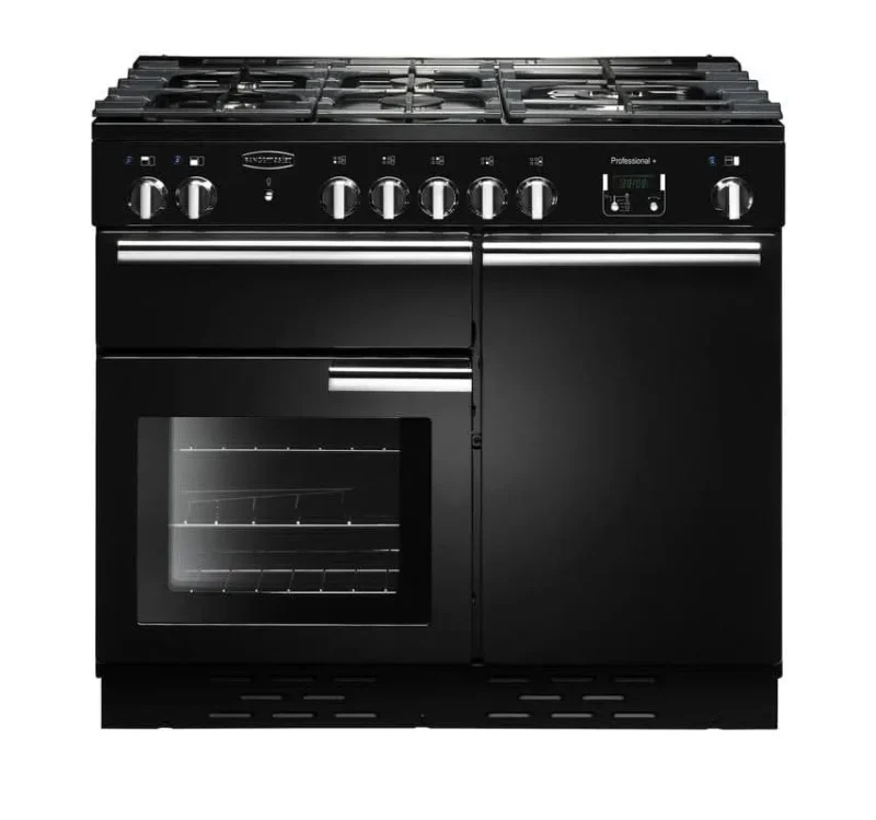 rangemaster professional plus 100 natural gas cooker black w chrome trim