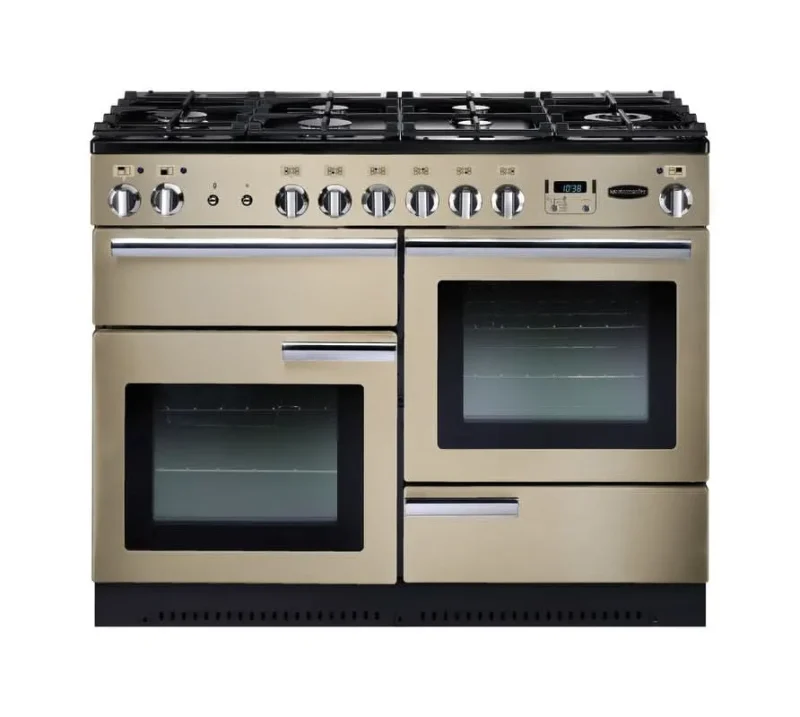 rangemaster professional plus 110 dual fuel range cooker cream with chrome trim