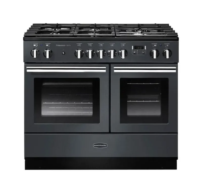 rangemaster professional plus fx 100 dual fuel range cooker slate chrome trim