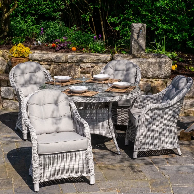 sepino 4 seater round set in light grey scaled