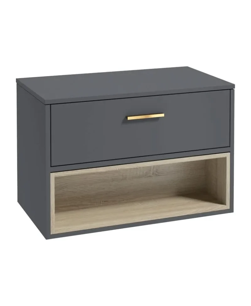 sonas malm 80cm midnight grey basin with brushed gold handle