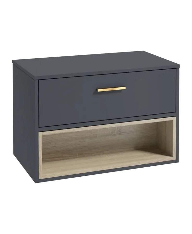 sonas malm 80cm night sky blue basin w brushed gold handle