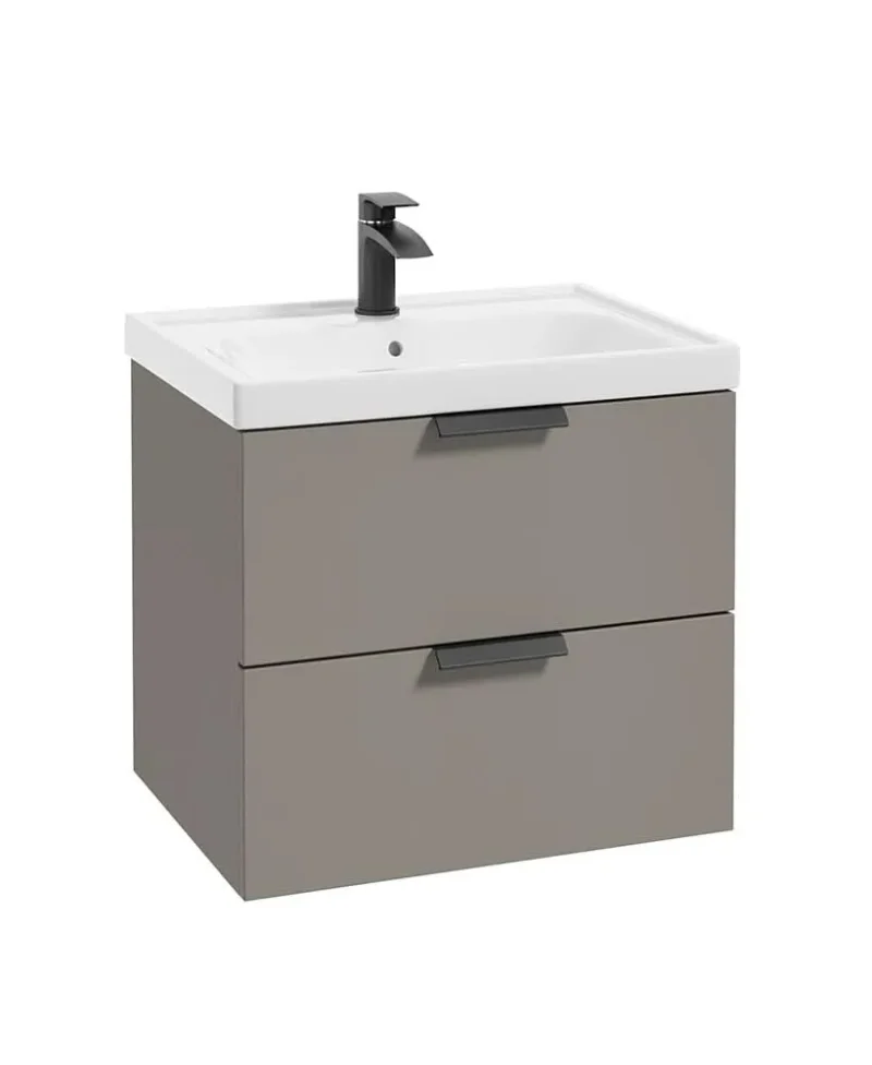 sonas stockholm khaki 60cm wall hung vanity with matt black handle