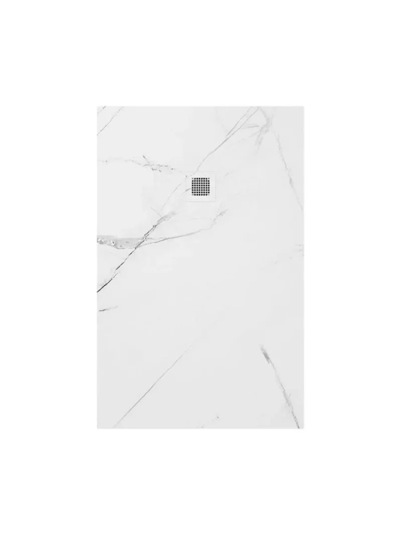 unity rectangle 1400x900mm white marble shower tray waste ust00149